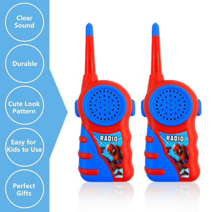 Walkie Talkie Children, 2 Pieces Spider Walkie Talkie Toys from 3 4 5 6 7 8 Years Boys and Girls Radio Set Children's Toy Walkie Talkie Gifts for Adventures in Camping, Hiking, Outdoors