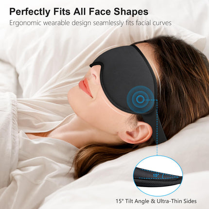 Gritin Sleep Mask for Side Sleepers, 3D Eye Sockets Sleep Mask with Adjustable Elastic Strap, Light Blocking and Breathable, Comfortable & Ergonomic Eye Mask for Men and Women, 2 Pairs of Earplugs
