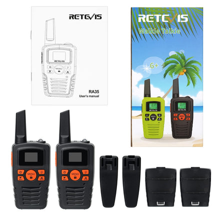 Retevis RA635 Walkie Talkie, Long Range PMR446 Walkie Talkie for Adults, Kids, 16CH, CTCSS/DCS, VOX, LED Flashlight, Royalty-Free Gifts for Easter Skiing Outdoor Activities