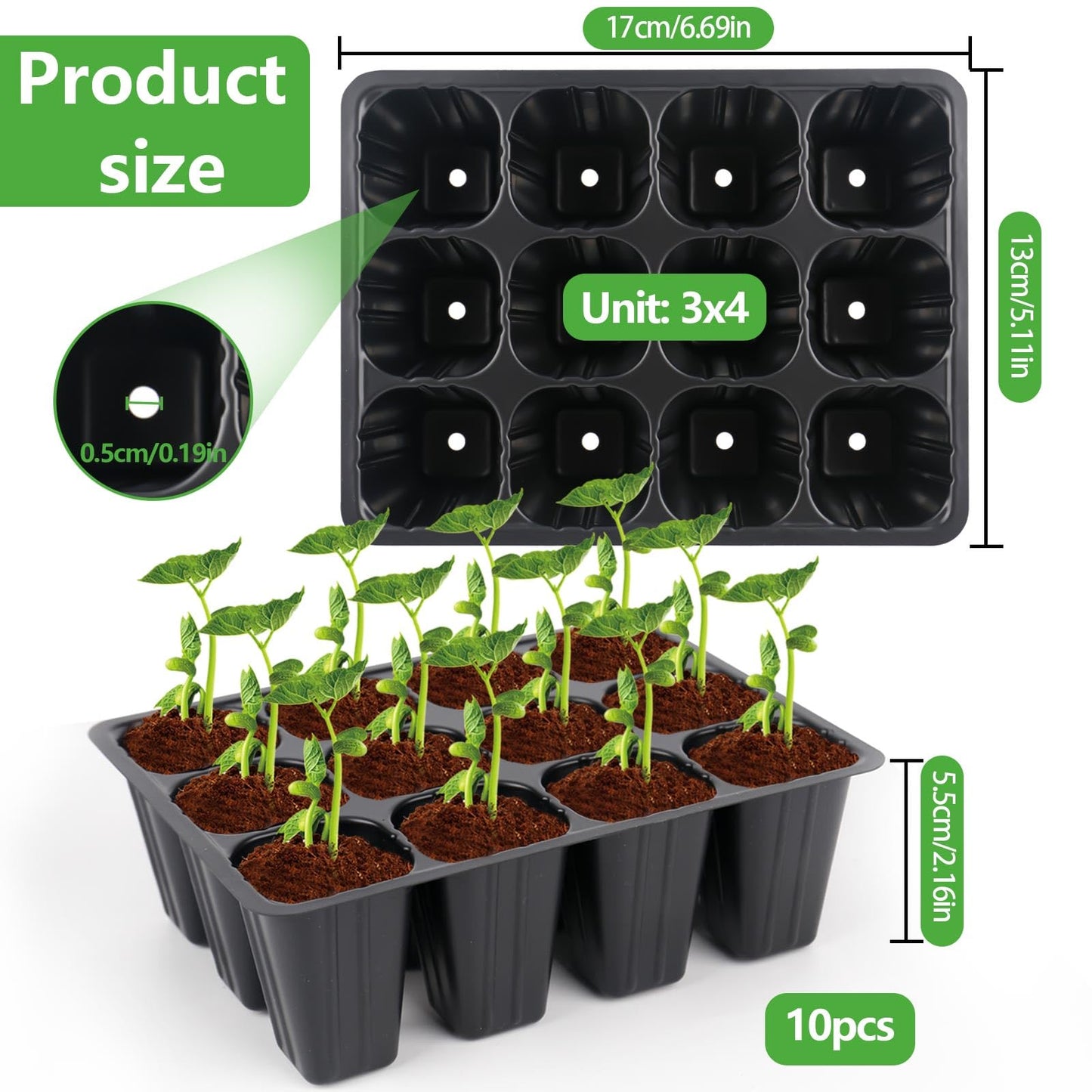 120 Zellen Setzling Starter Tabletts Wiederverwendbar, Mini Propagator, Gewächshaus Anzucht Set, Anzuchtschalen für Pflanzen Zimmergewächshaus Kunststoff Keimschalen für Kindergärten, Anzucht