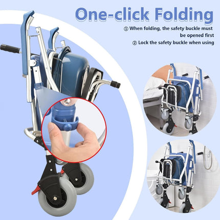 Foldable toilet chair for seniors, shower chair with wheels and toilet, for sick, elderly, disabled and pregnant women, load capacity up to 150 kg