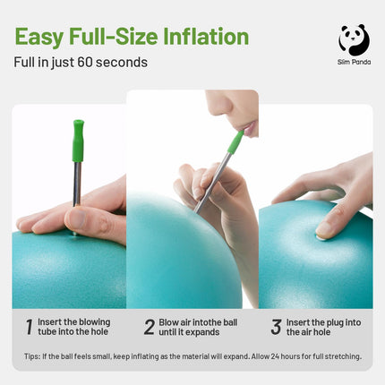 Slim Panda Exercise Ball Small, 23-25cm Pilates Ball with Inflatable Straw, Soft Yoga Ball Exercise Inflatable Ball for Senior Therapy, Home, Fitness, Balance Training (Blue Lake)