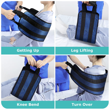 LOSCHEN 110cm Patient Transfer Belt, Padded Bed Transfer Care Belt for Disabled, Elderly, Seniors, Injured - Safe Turning Aid for Moving from Car, Wheelchair, Bed (Blue)