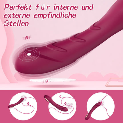Silicone G-spot vibrator sex toy vibrators for her clitoris quiet, realistic dildo anal vibrator for women and couples with 12 vibration modes (red wine)