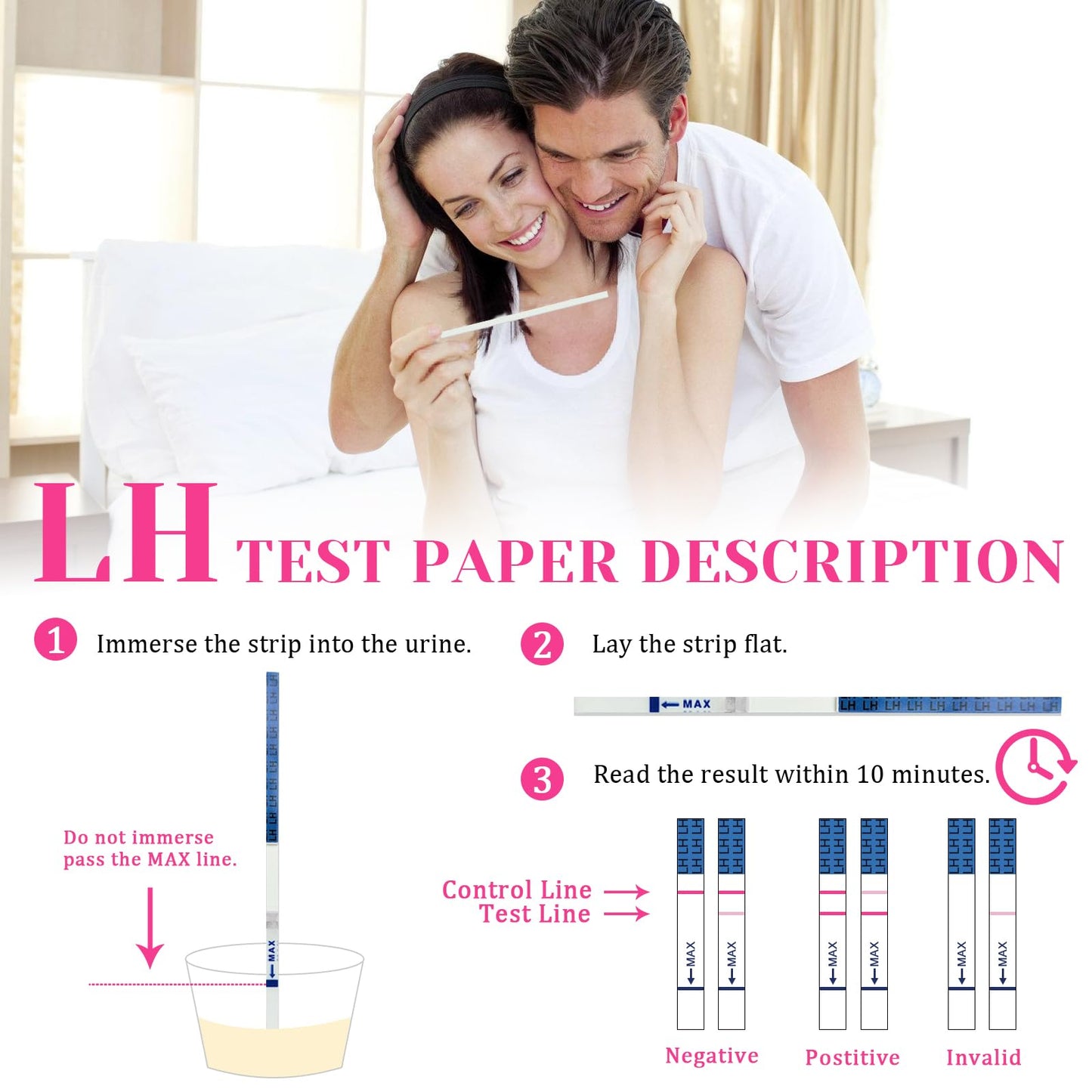 50 Stück Ovulationstest Streifen, Kinderwunsch Ovulationstest Kit, Hochempfindliche Ovulationstests, Fruchtbarkeitstest für Frauen Eisprung, Ovulation