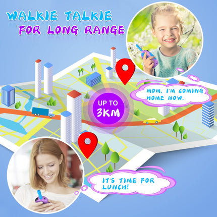Ushining Walkie Talkie for Kids, Rechargeable Walkie Talkie with 16 Channels VOX Radio, Backlit LCD Flashlight, 3 KM Range for Outdoor Adventures, Camping, Hiking, Purple