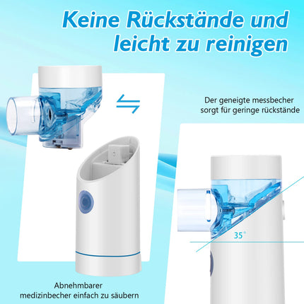Inhaler Portable Nebulizer Set, Low-Noise Inhaler Nebulizer with Mouthpiece and Mask, Effective for Respiratory Diseases, USB Rechargeable, Inhaler for Children and Adults