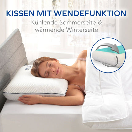 MLILY by Bestschlaf Neck Support Pillow Cooling Gel, made of visco-mineral foam, breathable pillow, with reversible function and washable pillowcase