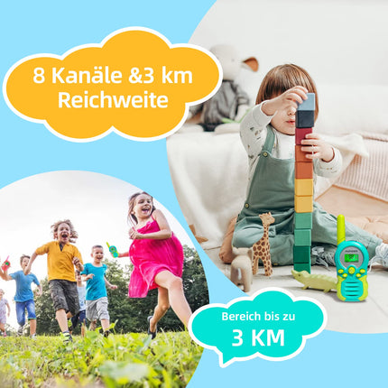 Kids Walkie Talkies for Boys, Girls, Toys, Gifts – Walky Talky Kids Long Range PMR Two Way Radio (Rechargeable Cyan)
