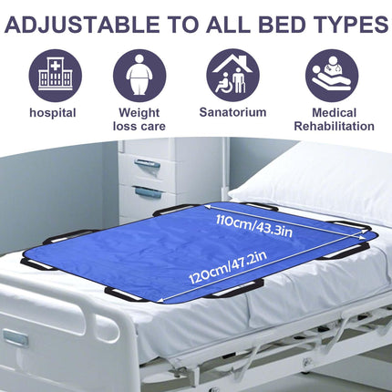 Sliding sheet for bed transfer, transfer board for patient lift, 120 x 100 cm sliding sheet for bedridden people with handle, reusable, washable, aid for senior patients