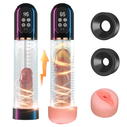 HIVEFUN Penis Pump for Penis Enlargement Sex Toy for Men, Electric Penis Pump Vacuum Pump with 4 Suction Levels 3 Automatic Training Modes, Waterproof Masturbator with 2 Silicone Sleeves