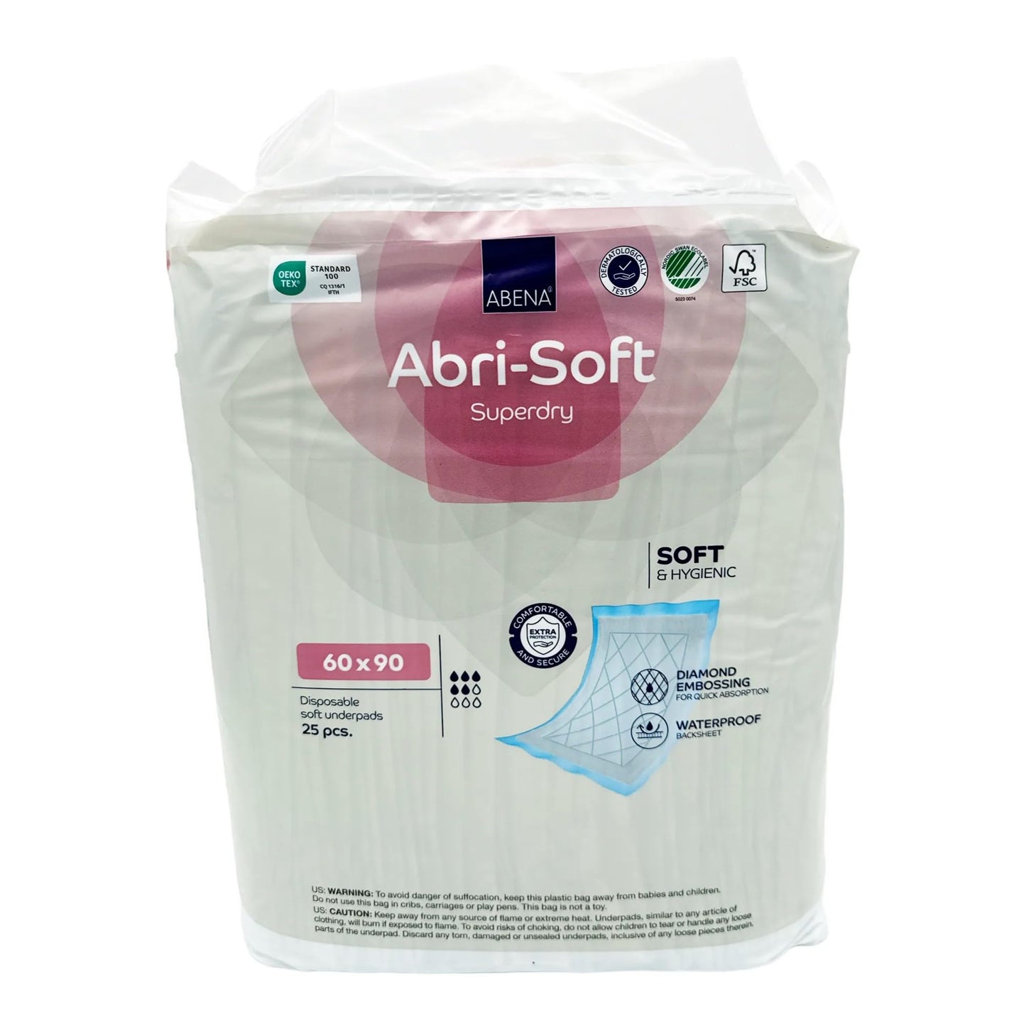 ABENA - Abri Soft - Bettschutzeinlagen - extra Saugstark | 25 Stück | 60x90cm | Matratzenschoner | Bettschutzunterlage | Inkontinenzunterlage| Soft und hygienisch | Unisex