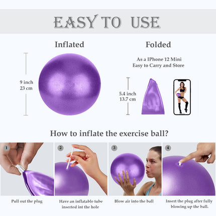 Pilates Ball, Gymnastic Ball Small, 22cm Pilates Ball, Gymnastic Balls Children, Overball Fitness Ball Yoga Ball Fitball Office Ergonomic Balance Equipment for Yoga Gymnastics Gym Exercise Fitness Therapy Supplies