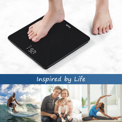 Vitafit Digital Bathroom Scales, High Accuracy Guaranteed, Professional Scales SINCE 2001, Digital Body Scales with Clear LED Display and Step-On, 180kg, Silver-Black Spray