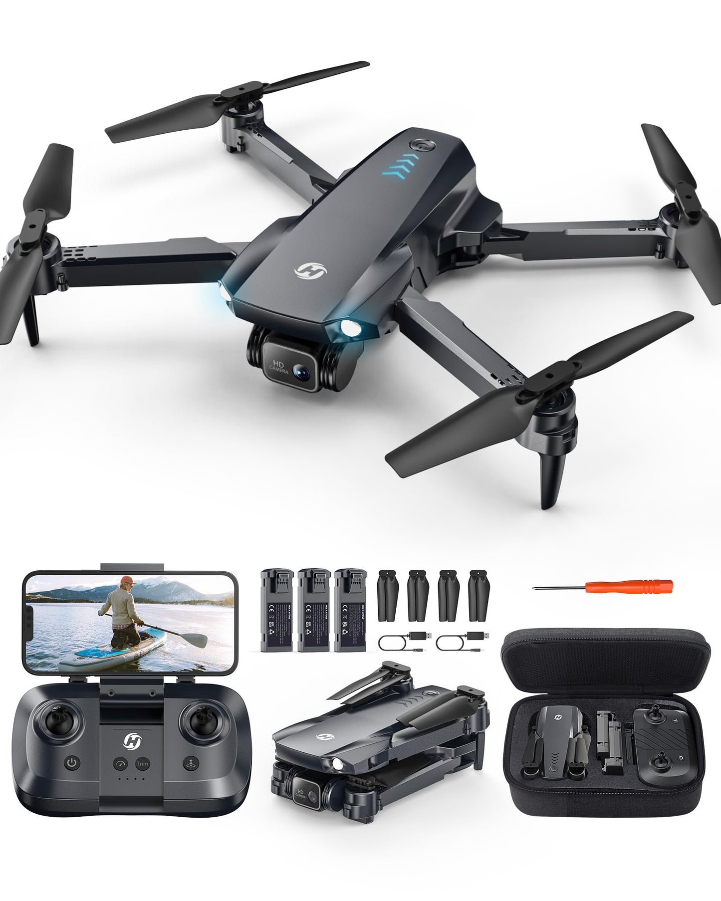 Holy Stone HS290 Drohne mit Kamera 1080P für Anfänger, RC Drohnen mit FPV Übertragung, Lange Flugzeit, APP Steuerung, Optisch-Fluss Kameradrohnen komplettset Spielzeug Geschenke für Kinder,Blau,CO