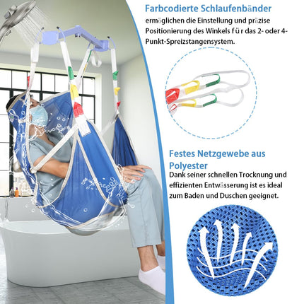 EZ Assistive Hoyer Sling for Toileting, Patient Lifting Slings for Transferring Elderly, Bariatric, and Disabled People, 500 lbs Capacity (Blue, Large Size)