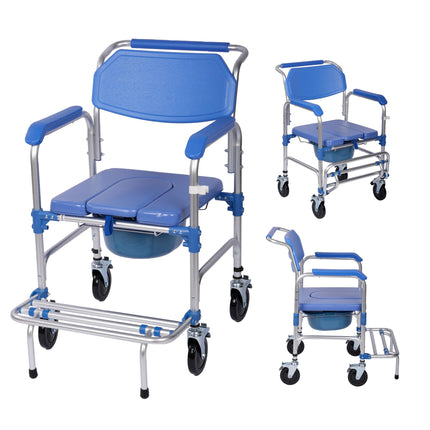 Suuiwau toilet chairs, toilet chair with wheels, shower chair for seniors, mobile toilet chair for sick, elderly, disabled and pregnant women, load capacity up to 150 kg