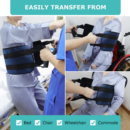 LOSCHEN 110cm Patient Transfer Belt, Padded Bed Transfer Care Belt for Disabled, Elderly, Seniors, Injured - Safe Turning Aid for Moving from Car, Wheelchair, Bed (Blue)