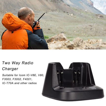 Bewinner BC-193 Two-Way Radio Fast Charger, Walkie Talkie Desktop Fast Charging Station, Walkie Talkie Charger for Icom IC-V8E V80 F3003 (Black)