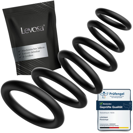 Levosaยฎ Penis Ring Set for Harder Erections and More Stamina - 6 Stretchy Penis and Testicle Rings for Men - Sex Toy for Couples - Brand from Hamburg