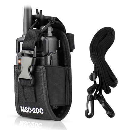 Radio holder walkie talkie radio walkie talkie talkie holster walkie talkie pouch case radio key radio cover universal radio bag with adjustable shoulder strap MSC-20C, black,