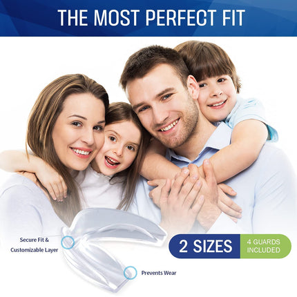 Wewell Mouth Guard for Teeth Grinding, Protects Tooth Enamel, Improves Sleep Quality, 4 Moldable Mouthpieces for Teeth Grinding and Sleeping, Eliminates Bruxism and Teeth Grinding – 2 Sizes
