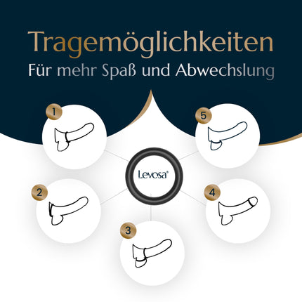 Levosaยฎ Penis Ring Set for Harder Erections and More Stamina - 6 Stretchy Penis and Testicle Rings for Men - Sex Toy for Couples - Brand from Hamburg