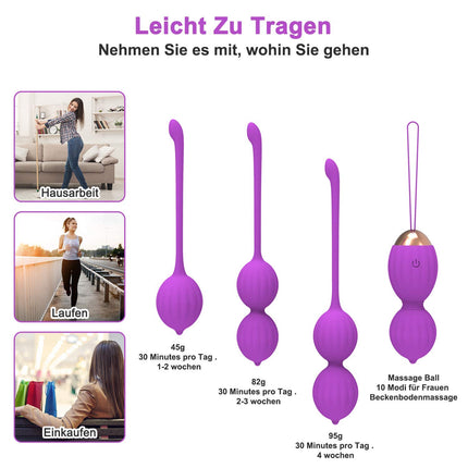 FIDECH Love Balls Sex Toy, Vibrator for Her, Pelvic Floor Trainer Women with 12 Vibration Modes, Vibrating Egg with Remote Control, Pelvic Floor Trainer for Bladder Control and Vaginal Muscles, Purple