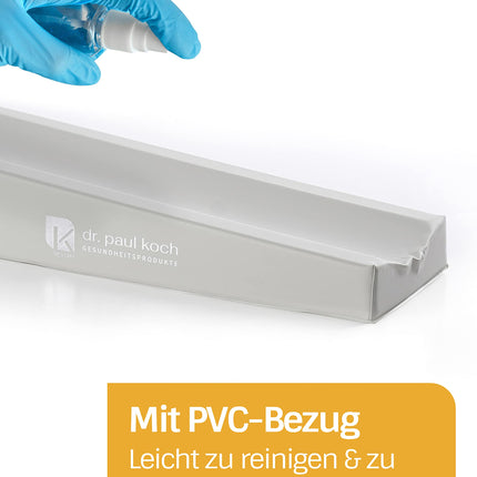 Dr. Paul Koch | Injection cushion 45x15cm | Foam padding | Washable PVC cover | Pre-shaped armrest | Ivory white | Made in Germany