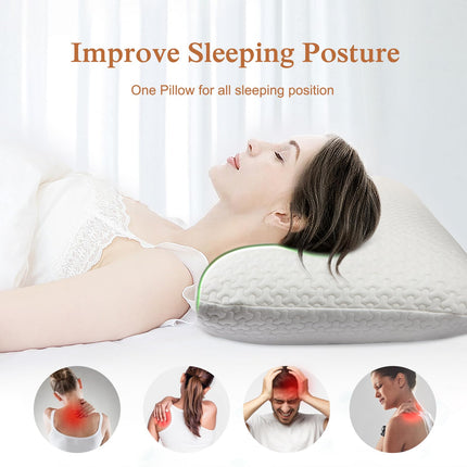 BDTFO Memory Foam Pillow - Standard Size Bed Pillow for Sleeping, Ventilated Cooling Hotel Pillow for Side Sleepers, Removable, Machine Washable Cover