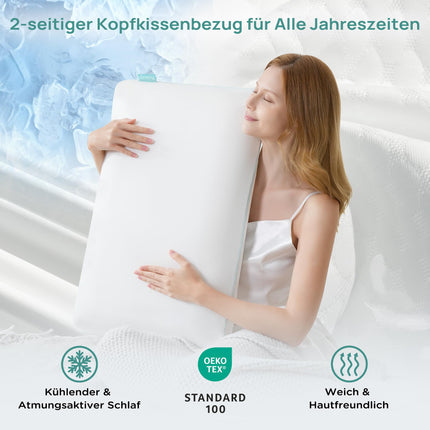Releep Memory Foam Pillow 70x40cm, 2 Firmness Orthopedic Pillow, Neck Support Pillow for Side Sleepers, Ergonomic Pillow for Back Sleepers, Pillow for Neck Pain with Washable Pillowcase