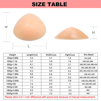 FESVINA Silicone Breast Forms False Breasts Triangle Concave Breast Prostheses Crossdresser Transgender Mastectomy Fake Breasts, A-Cup 400g/Pair