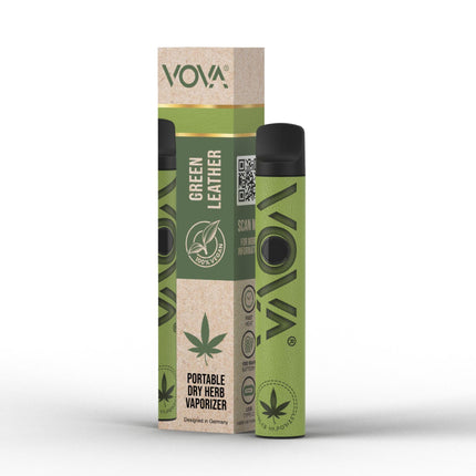 Vaporizer 1000 mAh | VOVA Vaporizer for Herbs & Extracts, Herbal Vaporizer, Vaporizer Pen | Compact & Handy | High-Quality Leather | Adjustable Temperature (Green)