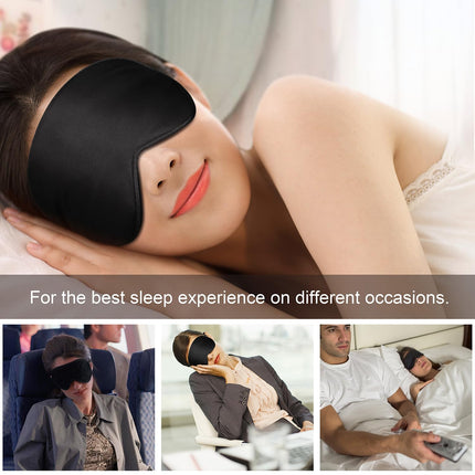 Gritin Silk Sleep Mask, Light-Blocking Eye Mask Night Mask 100% Skin-Friendly Silk Odorless Sleep Mask with Adjustable Strap and Earplugs for Men, Women and Children
