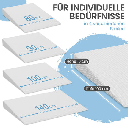 ELONEO bed wedge pillow, bed wedge 90x100 cm, visco-mineral foam, mattress raiser