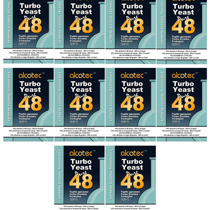 Alcotec 10x Turbo Yeast 48h Dual, up to 21% alcohol (10 packs)