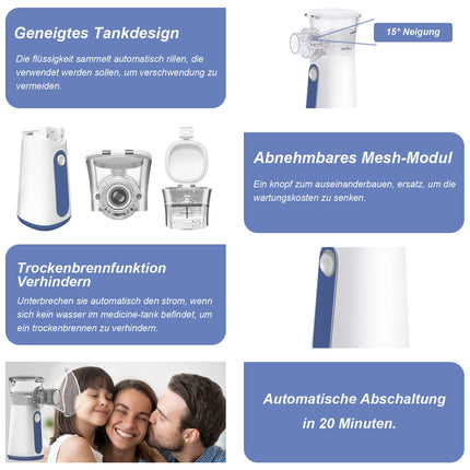 Inhaler for children, inhalers for adults, baby inhaler nebulizer set with masks and nozzle, portable, quiet, automatic cleaning function