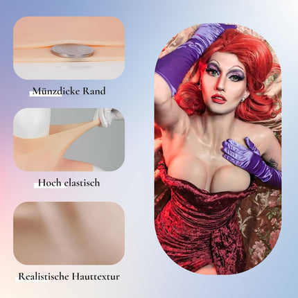 Minaky Silicone Breast Forms Realistic Breast Plate False Breasts CG Cup for Crossdressers Drag Queen Mastectomy Transgender Cosplay-New Light Version,C Cup,Ivory
