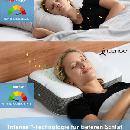 Re-Charge Intense Neck Pillow | Orthopedic Cervical Spine Side Sleeper Pillow | Ergonomic Memory Foam with Bamboo Activated Charcoal, Innovative Technology for Deeper Sleep, Recovery Pillow 50x30x12