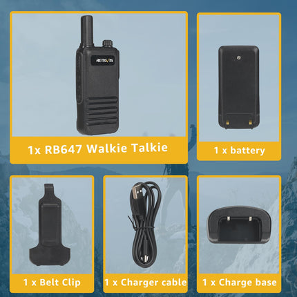 Retevis RB647 PMR446 Walkie Talkie, Waterproof IP67 Mini Two-Way Radio with 16 Channels, Emergency Alarm, VOX Walkie Talkies Professional for Adults, Outdoor Hiking (Black, 1 Pack)