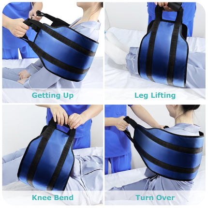 LOSCHEN 110cm Transfer Belt, Transfer Patient Belt, Bed Transfer Sheet for Disabled, Elderly, Geriatric, Injured, Safe Transfer from Car, Wheelchair, Bed (Blue, Extra Wide)