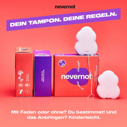 nevernot Soft Tampons, 48 Count: Menstrual Sponge with Optional Thread, 100% Non-Toxic, Super Soft Tampon, Easy to Remove, Ideal for Sports, Sauna & Pain Patients