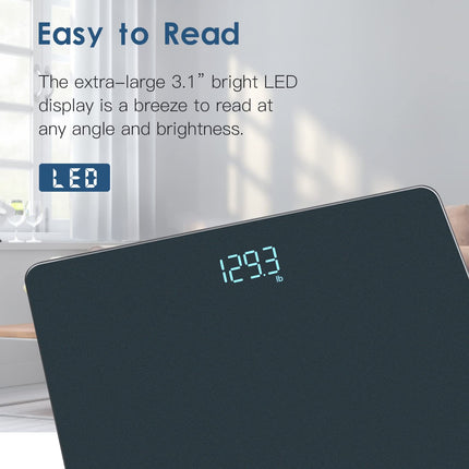 Homebuds Digital Bathroom Scale, High Precision Assured by Professional Scale Factory SINCE 2001, LED Display and Step-On, 3*AAA Batteries Included, 180kg/400lb, Blue