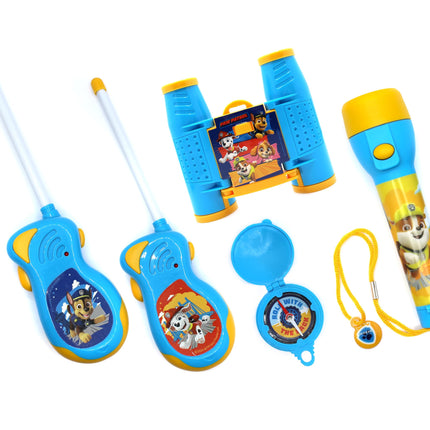 PAW Patrol Patrol Adventure Set 5 Piece Walkie Talkies (6x AA batteries not included), binoculars, compass and flashlight (2x AAA batteries not included) in gift box 38.6x5.5x28.7 cm colorful
