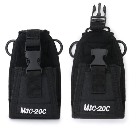 QWORK 2 Pack Radio Pouch, Tactical Walkie-Talkie Pouch, Intercom Pouch for Police Firefighter Security Officer (Black), Black