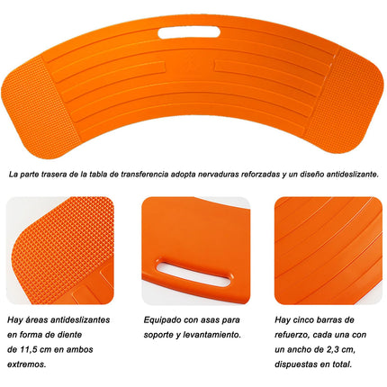Transfer aids Transfer board wheelchair, sliding board for wheelchair users, anti-slip aid for disabled bed, patient transfer aid for care, aid for elderly people Load capacity 150 kg