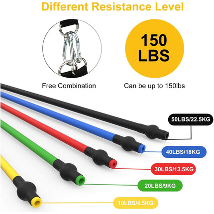 JATEKA Fitness Bands Set of 5, Sports Resistance Bands 5 resistance bands, resistance bands with door anchor, handles, ankle straps, portable for muscle building and Pilates for men and women