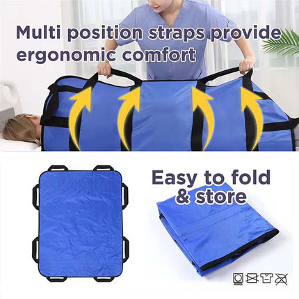 Sliding sheet for bed transfer, transfer board for patient lift, 120 x 100 cm sliding sheet for bedridden people with handle, reusable, washable, aid for senior patients