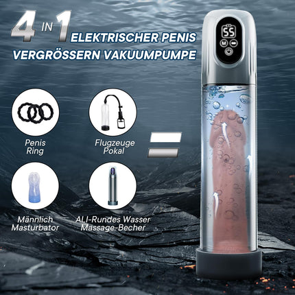 Penis pump for penis enlargement sex toy for men, electric penis pump vacuum pump with 5 suction levels 6 training modes, waterproof pocket pussy masturbator with penis ring 2 silicone sleeves