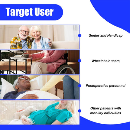 Transfer board, patient pusher up to 200 kg for transferring patients or handicaps from wheelchair to bed, toilet, bathtub, car push board with one handle, notches